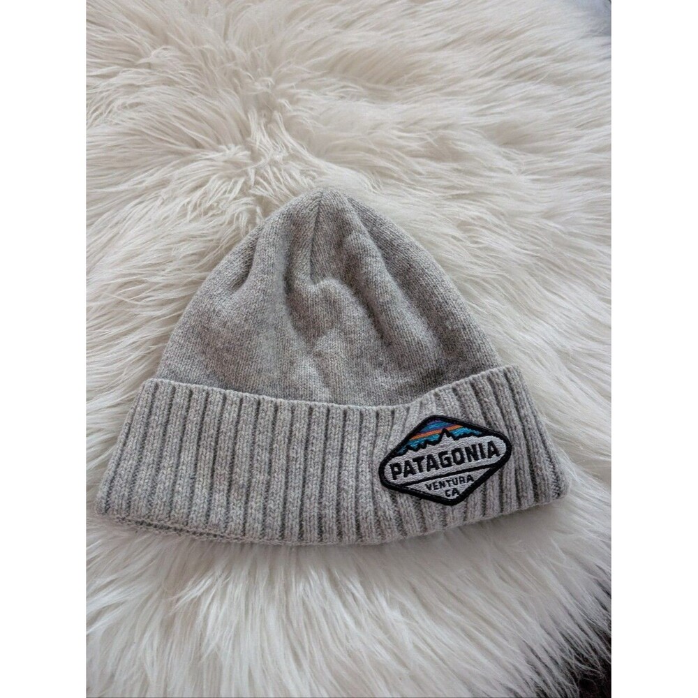 Patagonia Gray Fold-Over Brodeo Cuffed Beanie Cap Unisex Patch Grey